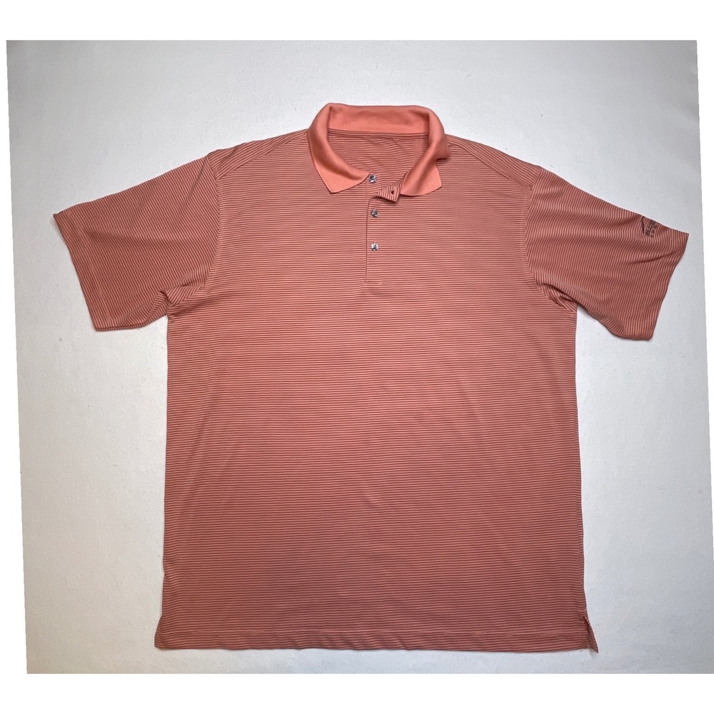 Bermuda Sands Mens Polo Shirt Blue Rock Springs Striped XL Orange